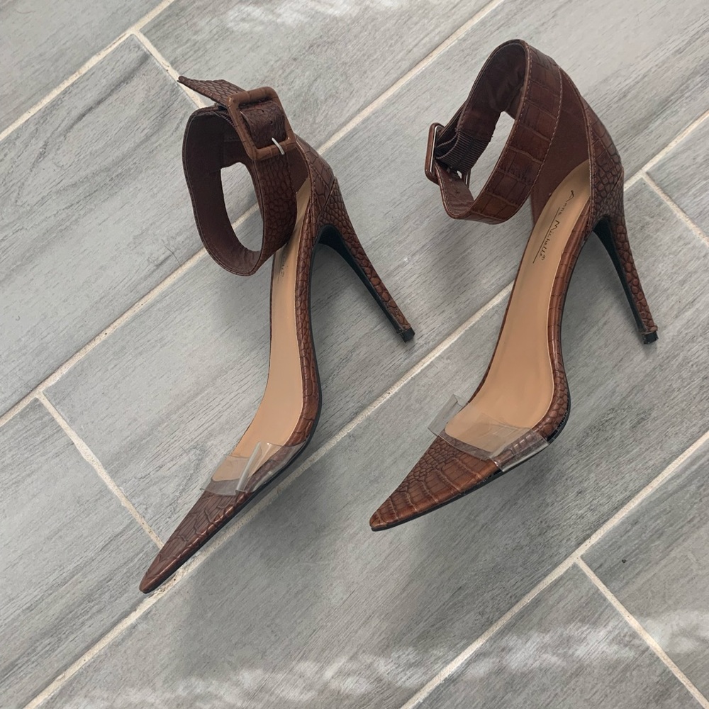 Embossed croc and clear heels